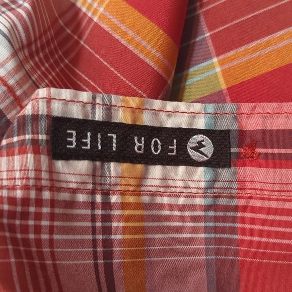 Marmot Men's Short Sleeve Button Down Red/Gold Tartan Plaid Casual Shirt Size M - Picture 5 of 8